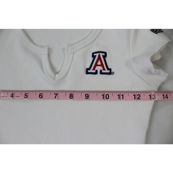 Hype and Vice Arizona Wildcats Embroidered Crop Top White Ribbed Tee Size Small - Picture 7 of 8